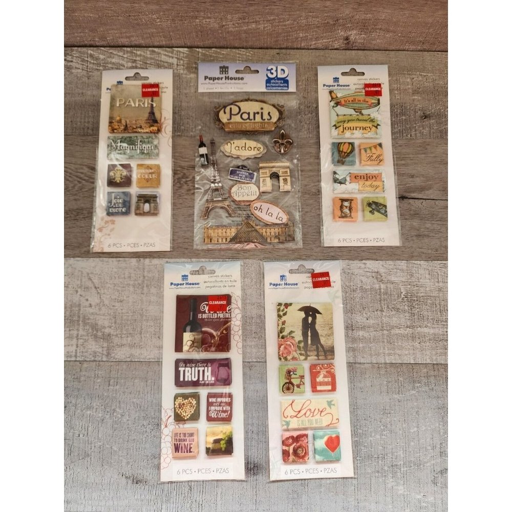 Scrapbooking 3D Canvas Stickers Love Paris France Wine Journey RETIRED - NEW #35
